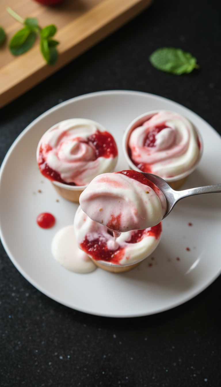 Strawberry-Filled Frozen Yogurt Cups