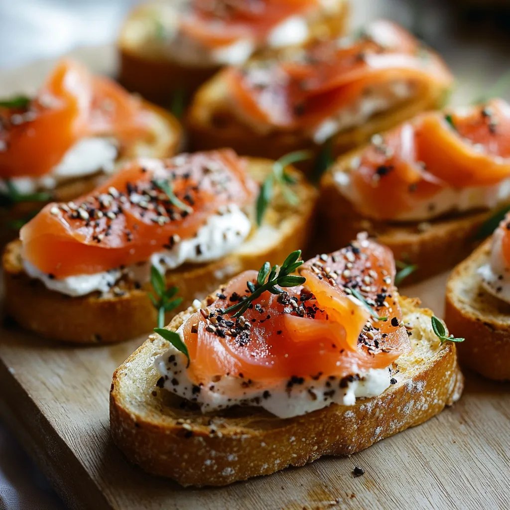 Easy & Super Spicy Smoked Salmon Crostini