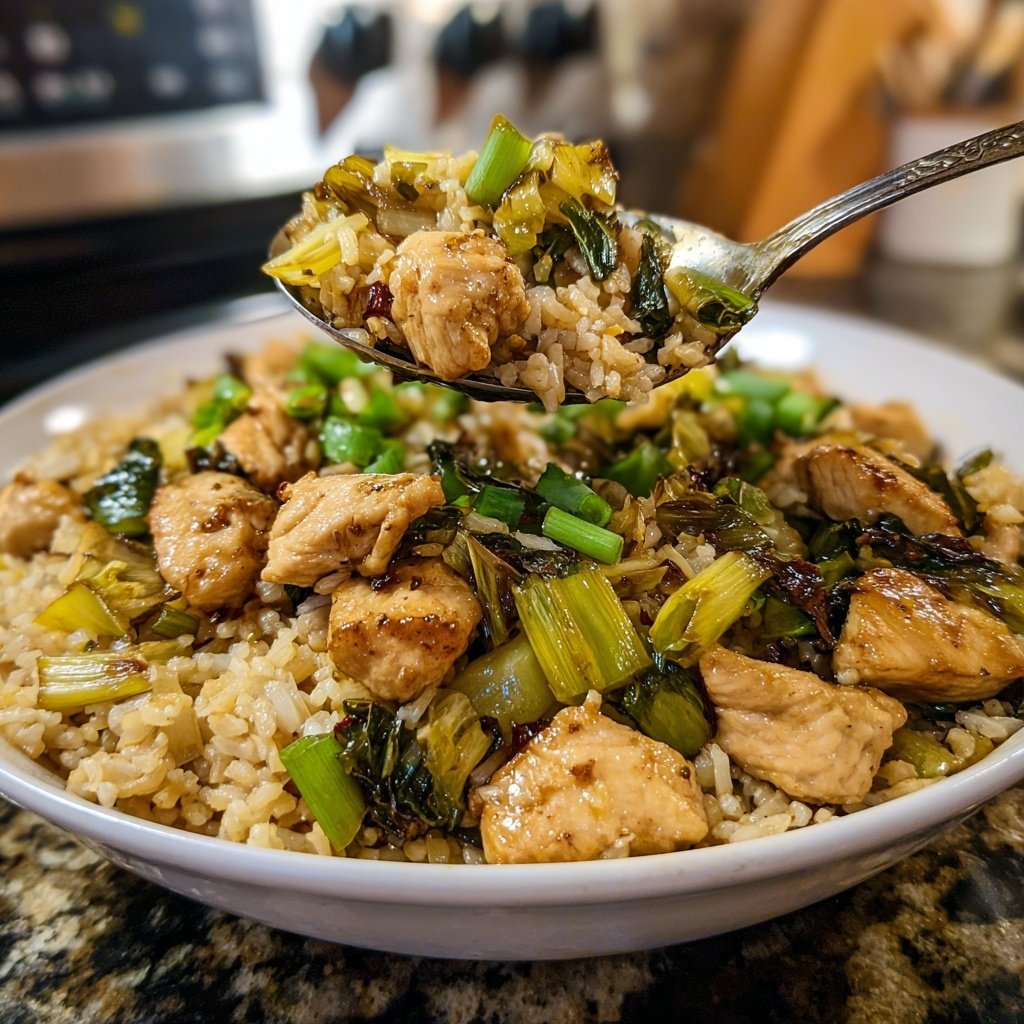 Chicken Leek Brown Rice Stir-Fry