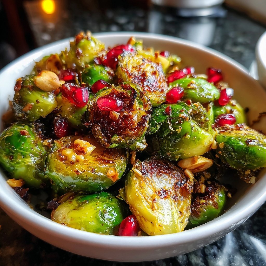 Brussels Sprouts with Pomegranate Hazelnuts