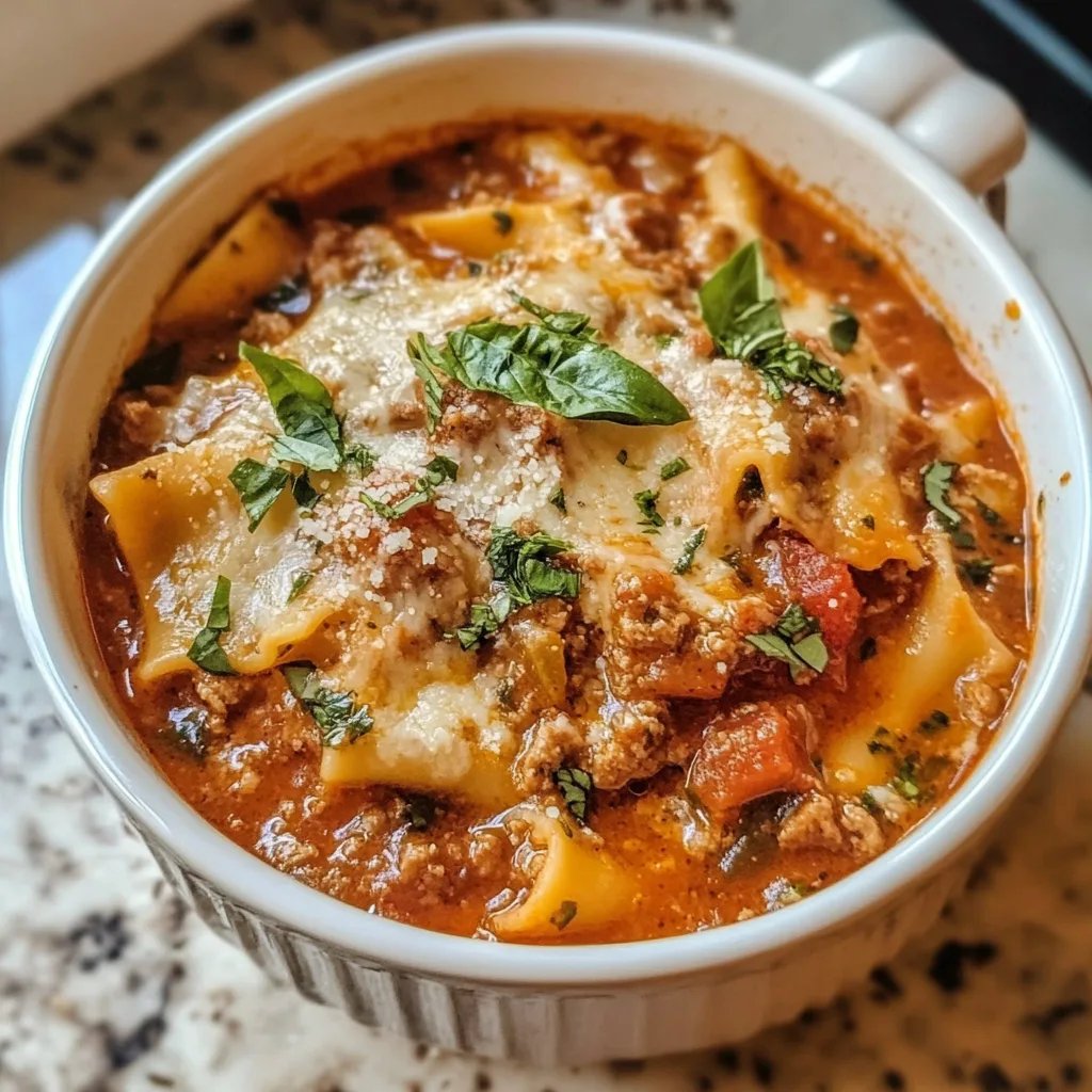 Spicy & Creamy Lasagna Soup