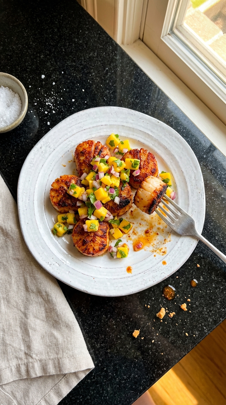 Spicy Caribbean Seared Scallops