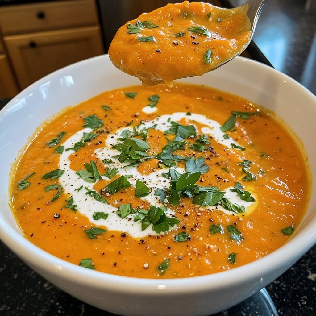 Healthy Vegan Roasted Carrot Soup