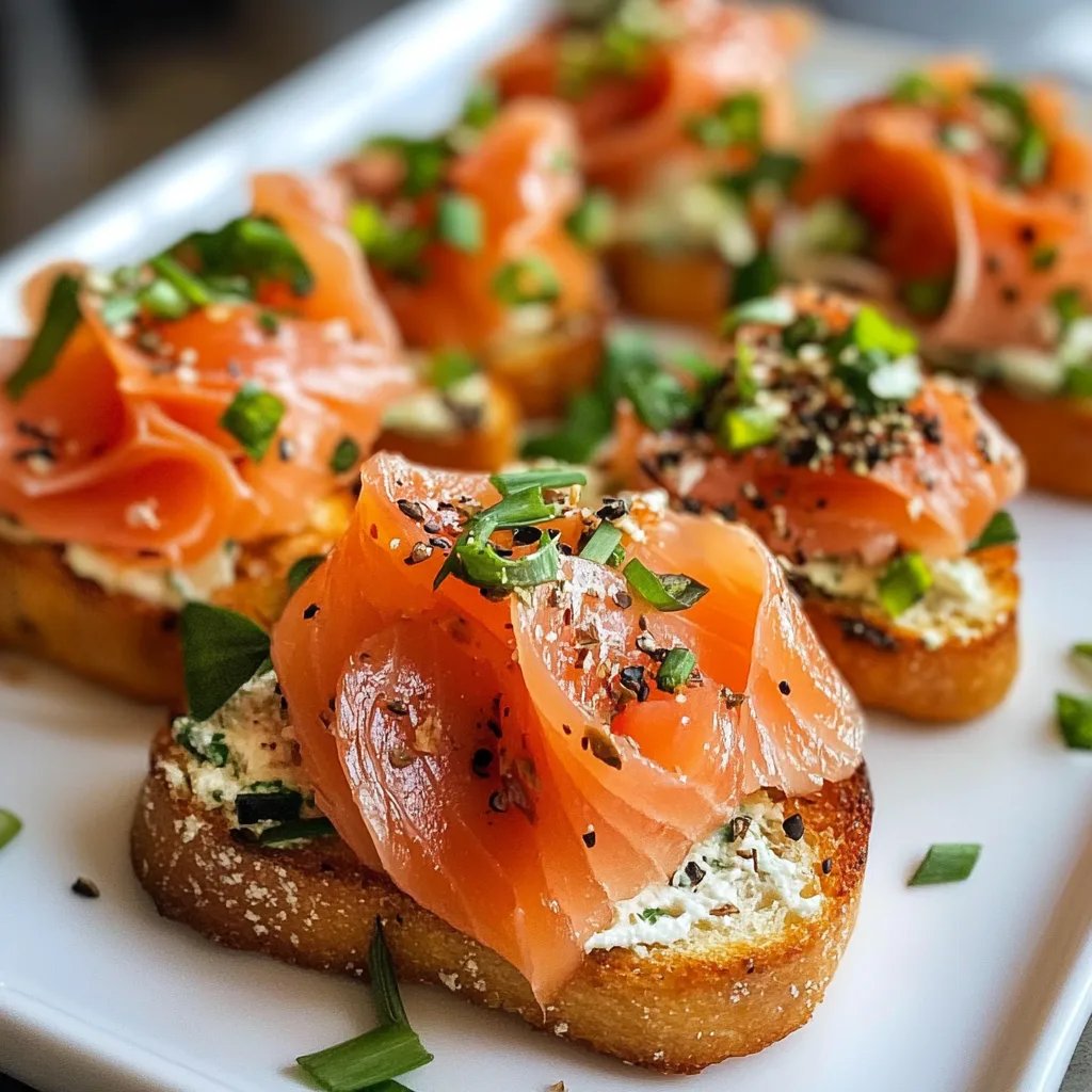 Smoked Salmon Crostini with Garlic Herb Cream Cheese