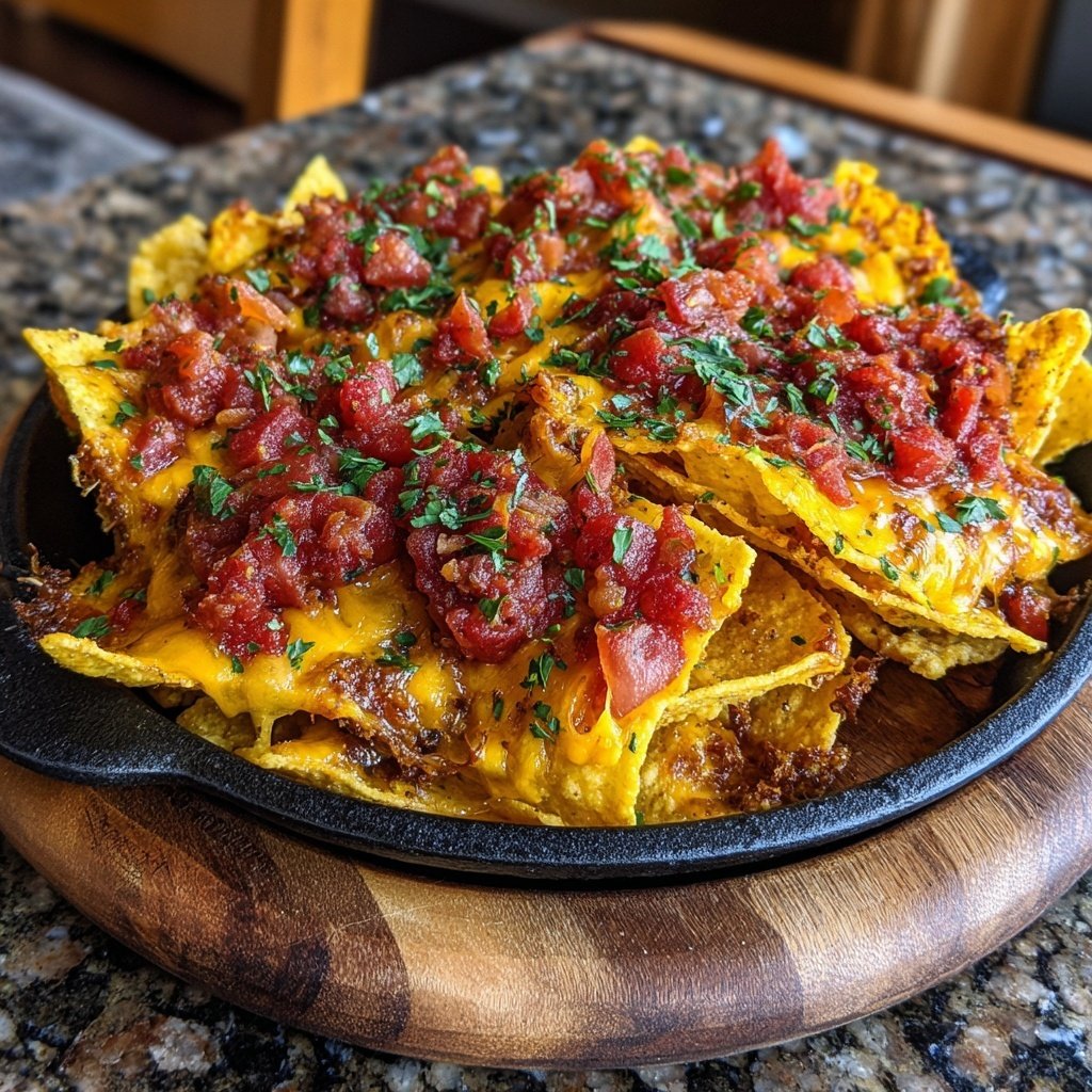 Baked Nachos with Salsa and Queso