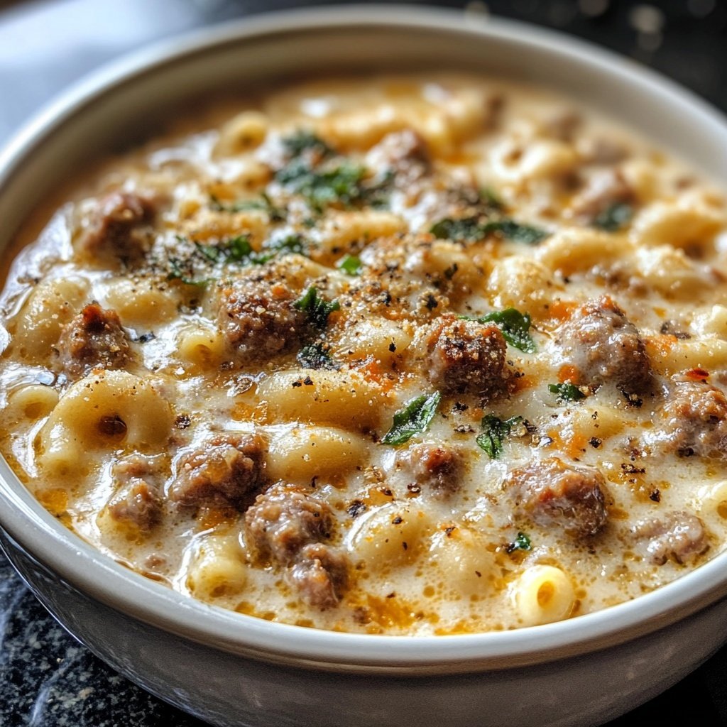 Creamy Parmesan Italian Sausage Ditalini Soup