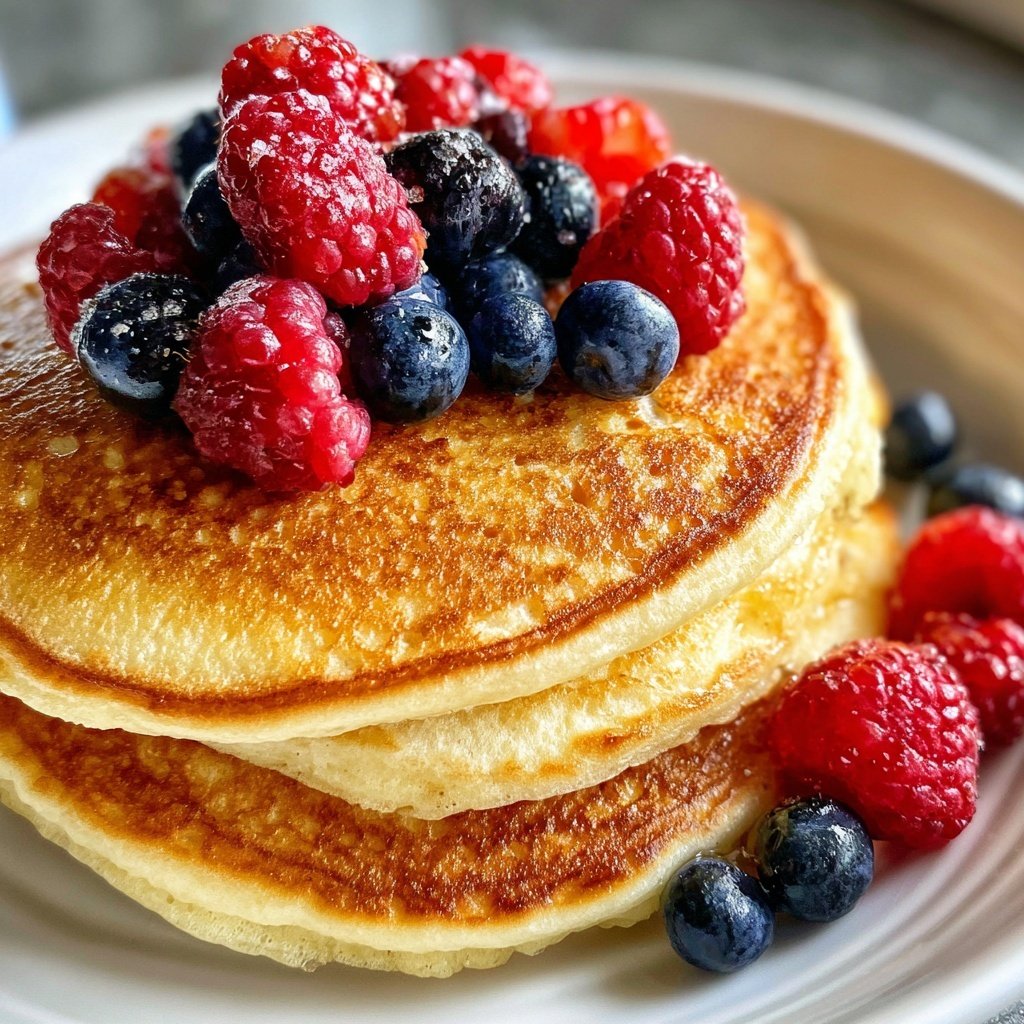 Fluffy Lemon Ricotta Pancakes with Berries​