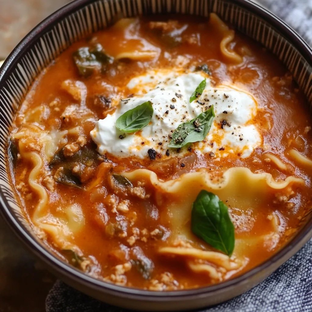 Cozy, One-Pot Lasagna Soup with Ricotta Cheese