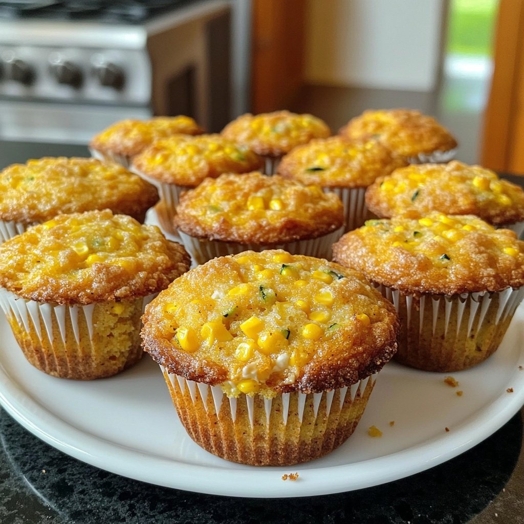 Cheesy Zucchini Cornbread Muffins