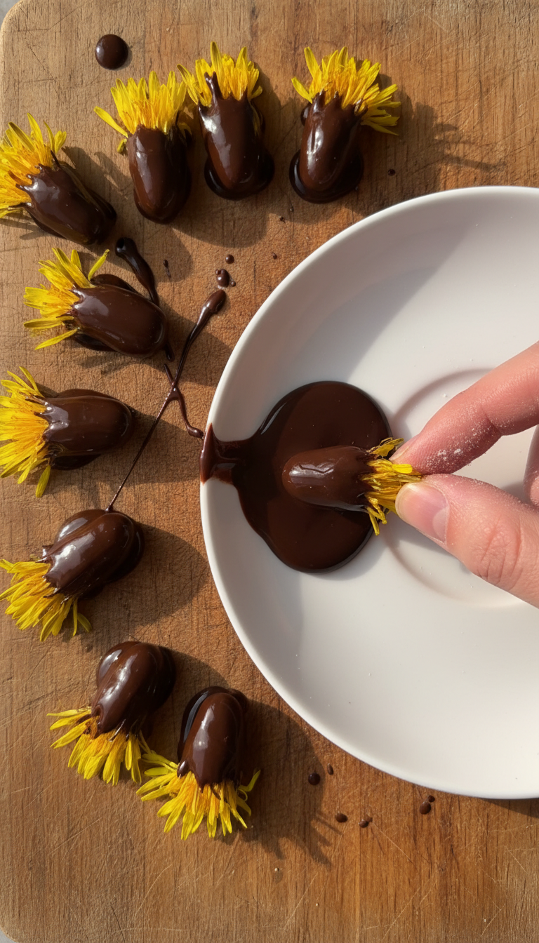 Chocolate-Covered Dandelion Petals
