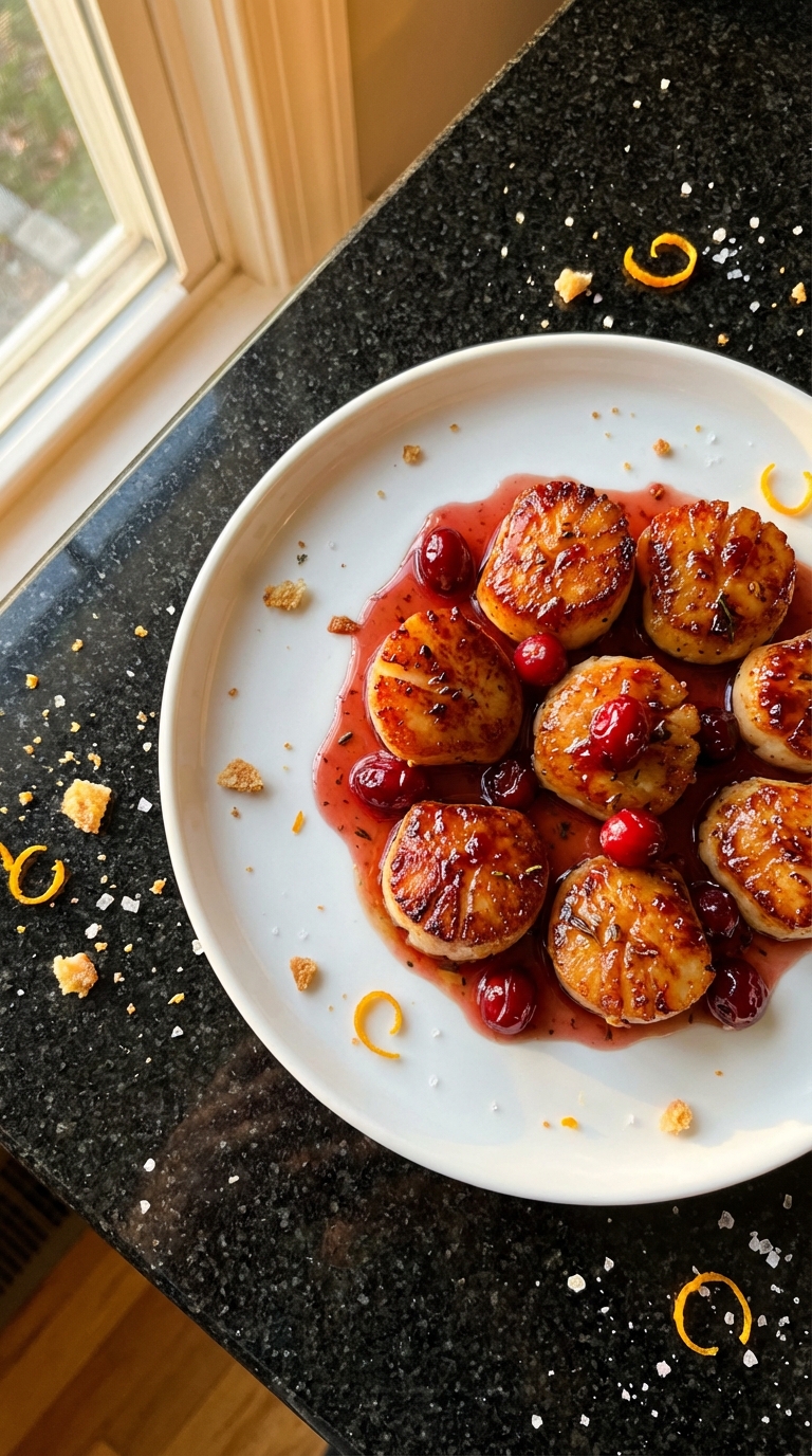 Cranberry-Glazed Seared Scallops