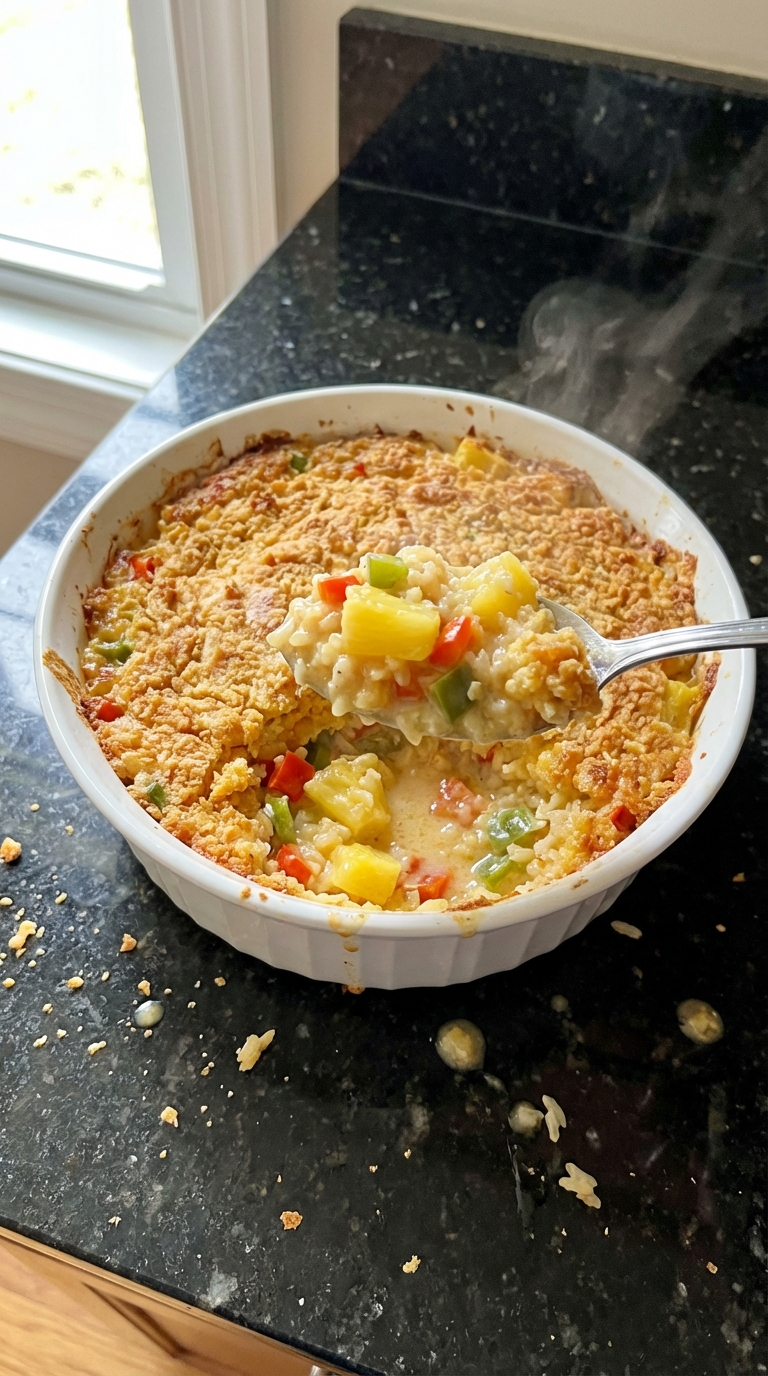 Tropical Pineapple Rice Casserole